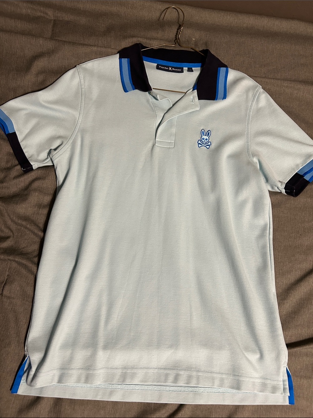 Psycho Bunny Light Blue Polo with Navy & Royal Trim